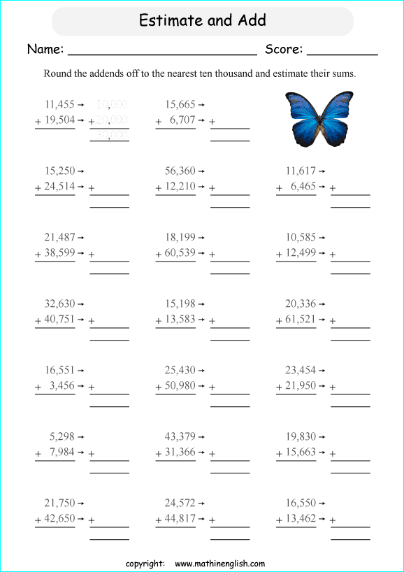 Printable primary math worksheet for math grades 1 to 6 based on ...