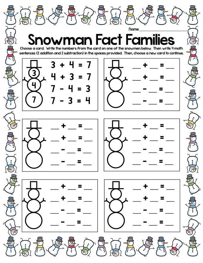 addition fact family worksheet first grade