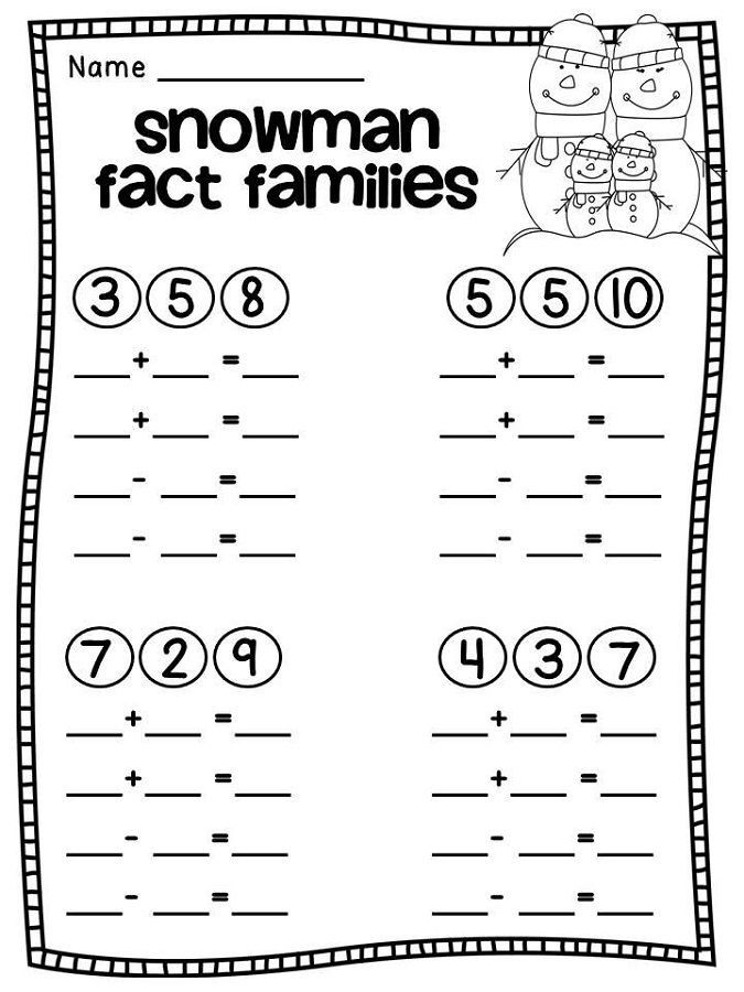 addition fact family worksheet first grade