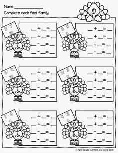 addition fact family worksheet first grade
