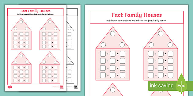 addition fact family worksheet first