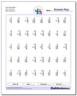 addition fact family worksheet printable