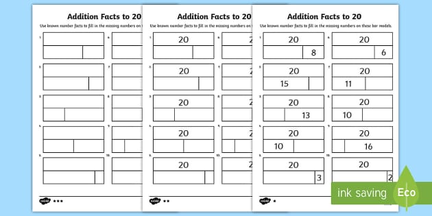 addition fact worksheet to