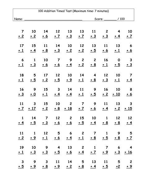 Math Fact Drill Worksheets for Effective Learning