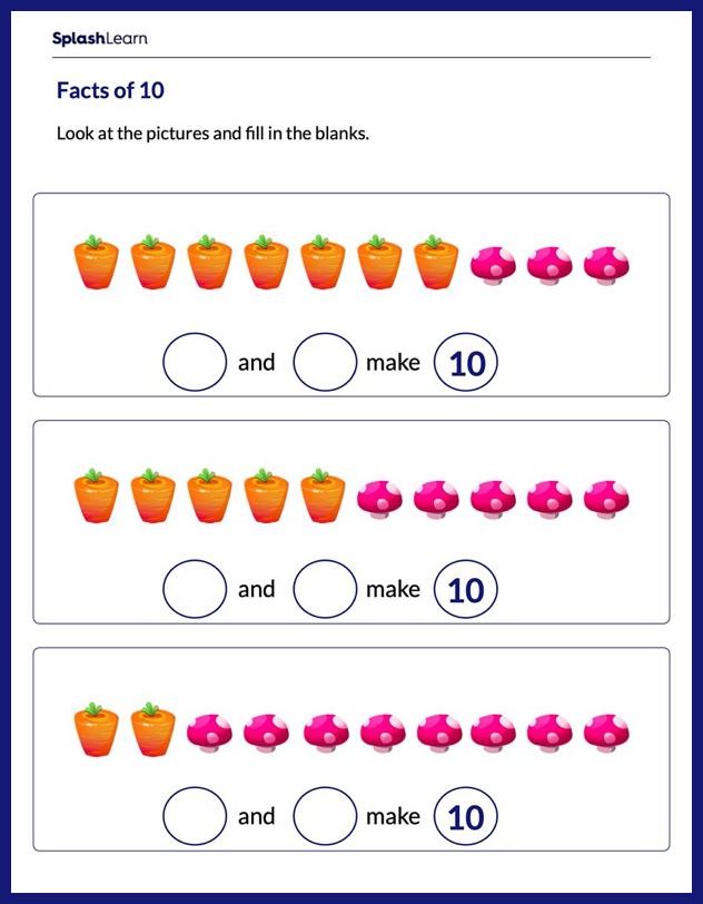 Addition Facts of 10 - Math Worksheets - SplashLearn