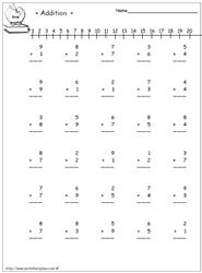 addition facts worksheet up to 20