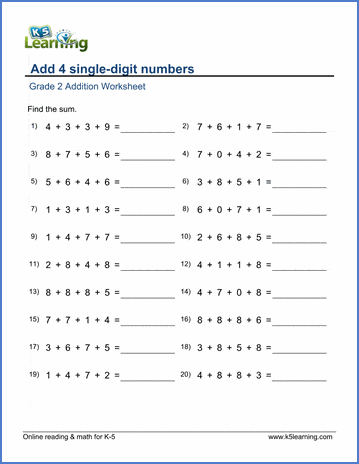 addition for grade 2