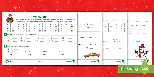 Workybooks - Merry Math This winter-themed sheet is a unique way ...