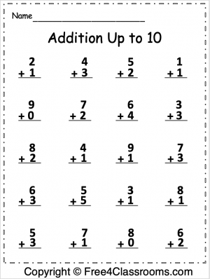 Free Addition Up to 10 Math Worksheet - Free Worksheets ...