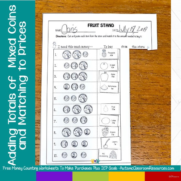 addition money worksheet free printables