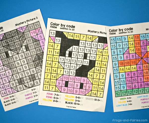 addition mystery picture worksheet