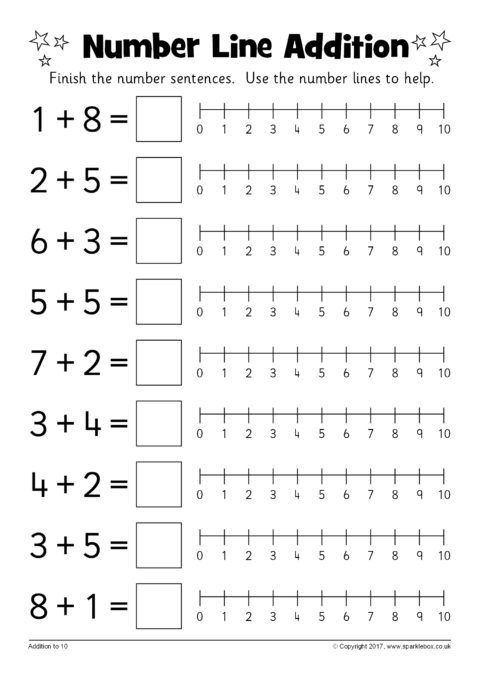 addition number line worksheet free