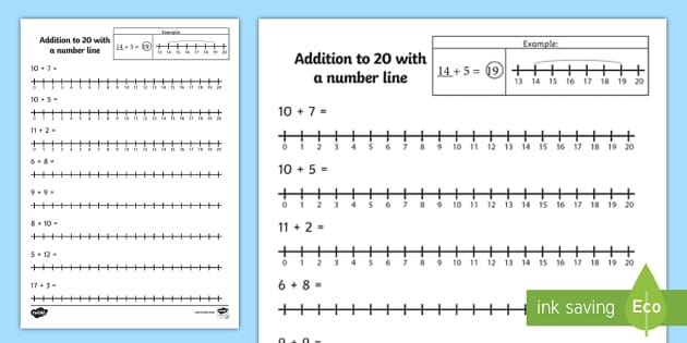addition number line worksheet