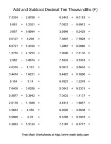 addition of decimals worksheet free