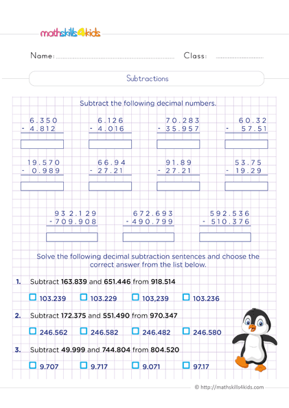 addition of decimals worksheet pdf
