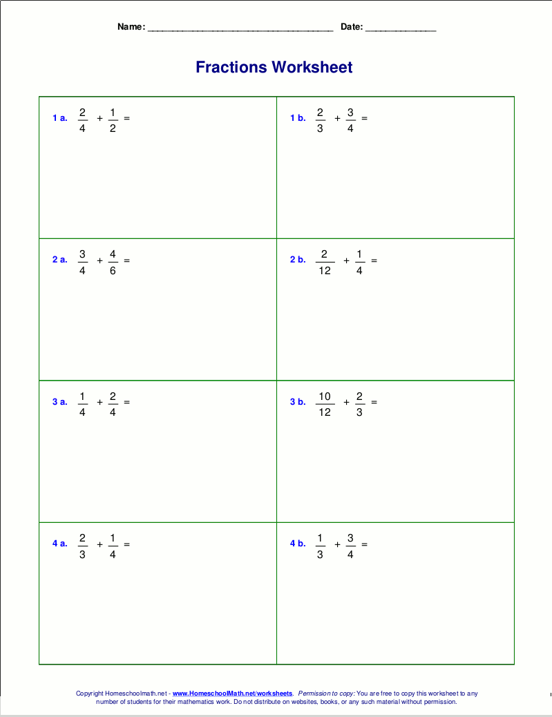 addition of fractions with like denominators worksheet