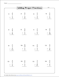 addition of fractions with like denominators worksheet