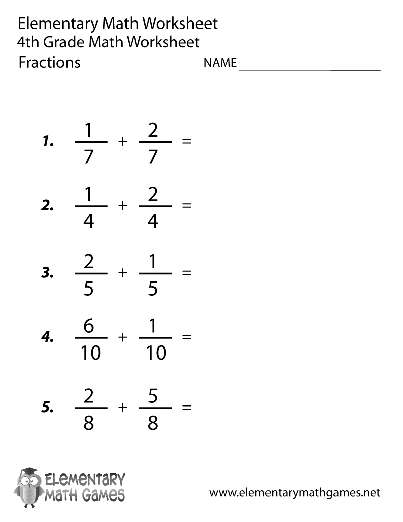 addition of fractions worksheet free