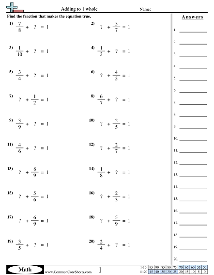 addition of fractions worksheet free