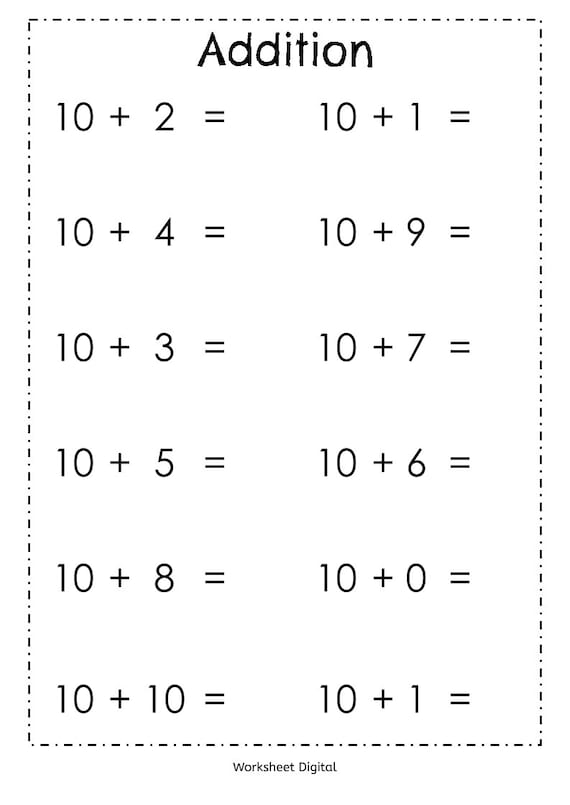 addition of pictures to 10 worksheet