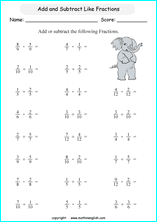 addition of similar fractions worksheet for grade 2