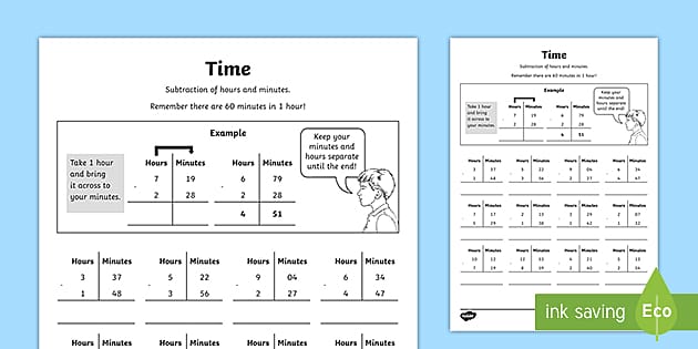 addition of time worksheet free