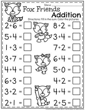 addition practice worksheet for kindergarten