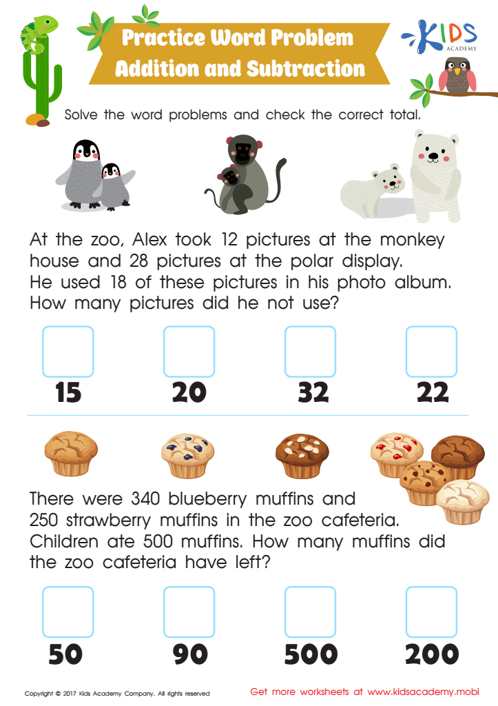 Addition and Subtraction: Word Problem Worksheet: Free Printable ...