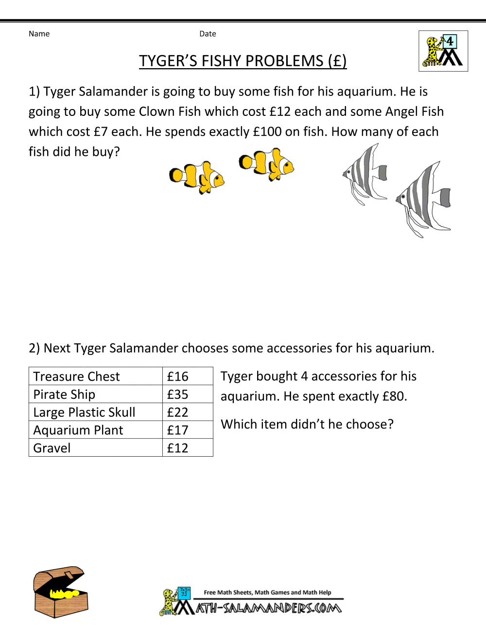 4th Grade Math Problems - Worksheets Library