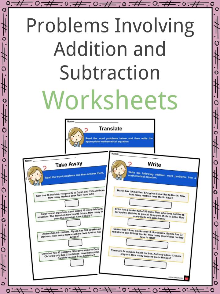Problems Involving Addition and Subtraction Facts & Worksheets For ...