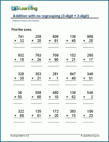 Multi-digit addition worksheets | Worsheets library