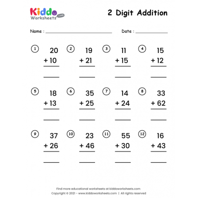 Free Printable Addition Worksheets - kiddoworksheets