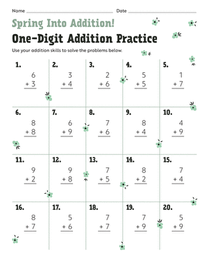 Spring Into Addition! One-Digit Addition Practice | Interactive ...