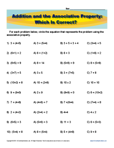 Addition and the Associative Property | 2nd Grade Math Worksheets