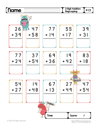 addition regrouping worksheet first grade