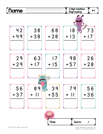 Two Digit Addition (Regrouping) #1  