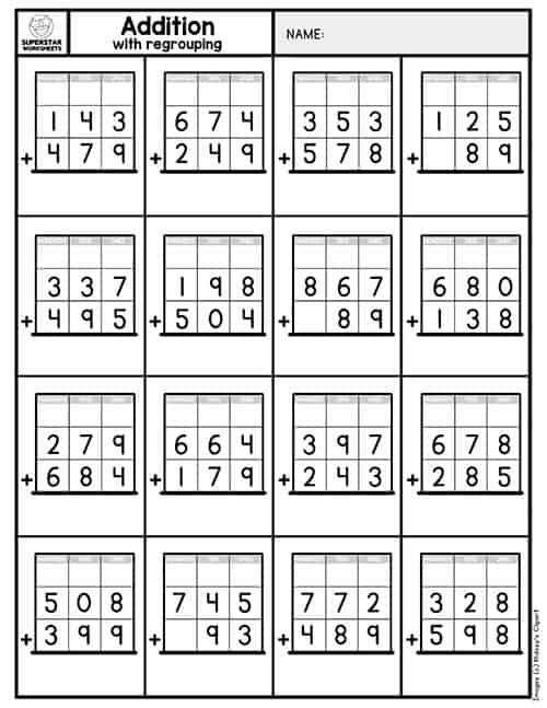 Addition with Regrouping Worksheets -Worksheets Library