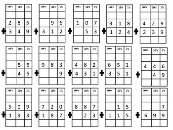 Addition and Subtraction with Regrouping Worksheet (Grid Boxes) | TPT