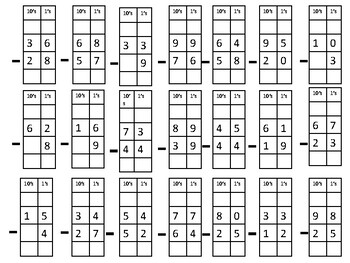 Addition and Subtraction with Regrouping Worksheet (Grid Boxes) | TPT