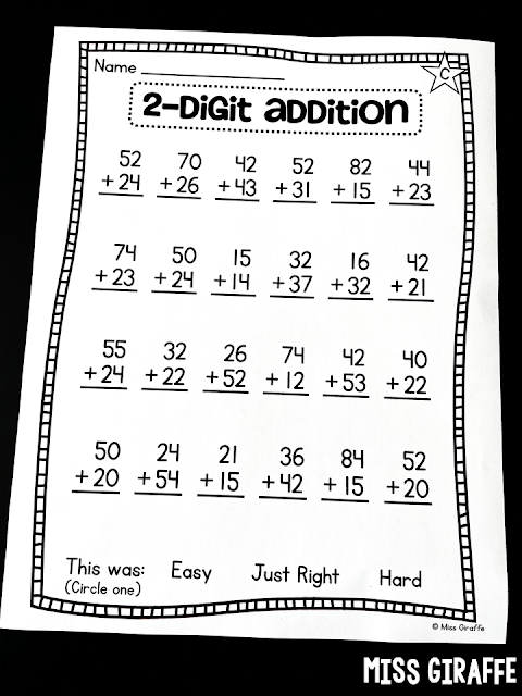 addition review worksheet first grade