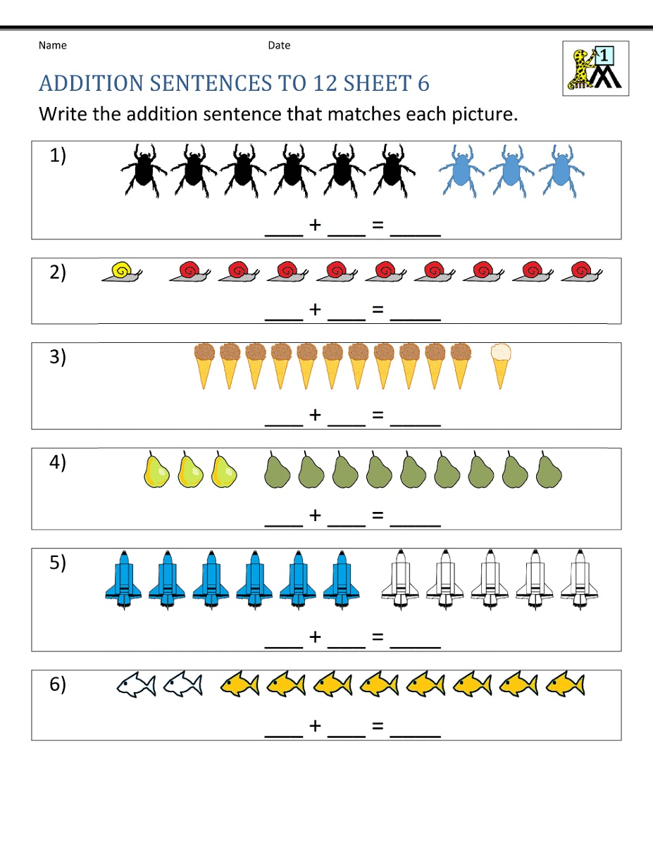 Free Math Worksheets For 1st Grade Addition Sentences | Worsheets libraryWorksheets