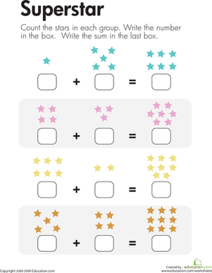Number Sentence: Superstar Addition | Interactive Worksheet ...