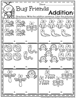 addition sentence worksheet for