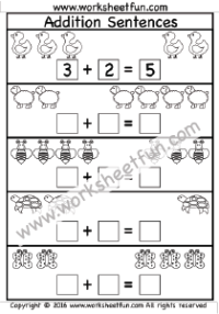 addition sentences worksheet