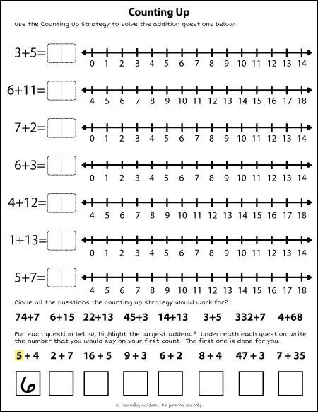 addition strategies worksheet for grade 2