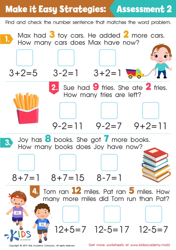 Make it Easy Strategies: Assessment 2 Worksheet for kids