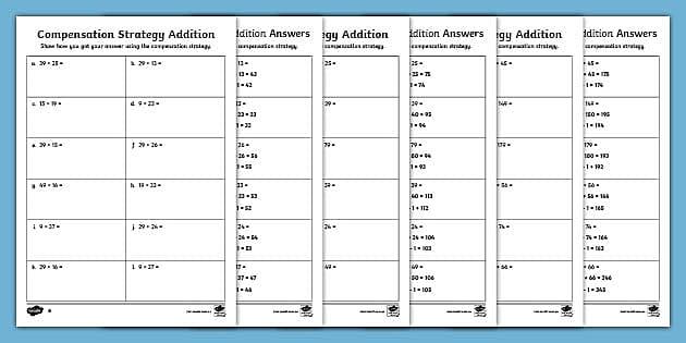 addition strategies worksheet