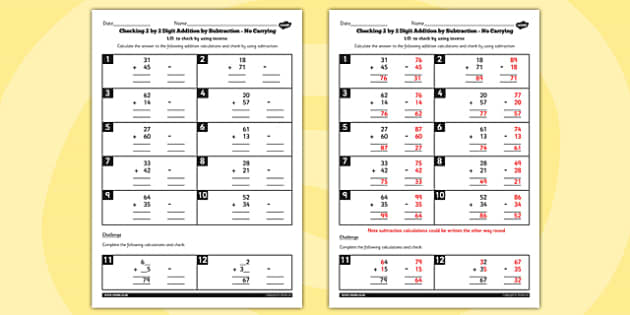 addition subtraction inverse worksheet ks1