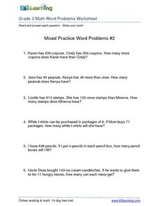 addition subtraction multiplication division word problems worksheet