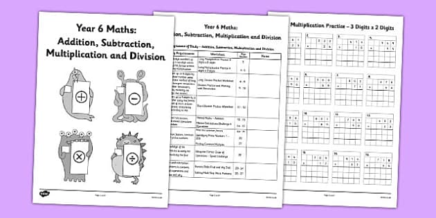 addition subtraction multiplication division worksheet